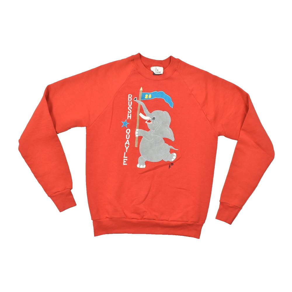 Vintage 1988 Bush Quayle Presidential Campaign Elephant Red Crewneck Sweatshirt